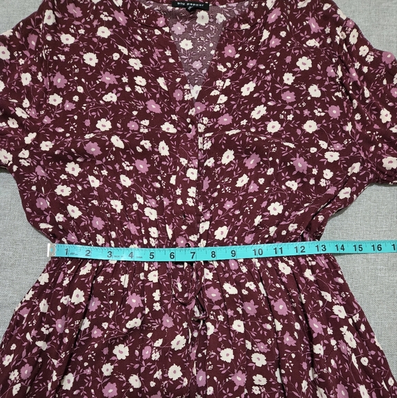 BLU PEPPER Floral Boho Mini Dress Long Balloon Sleeves Plum Purple Size Large - Picture 11 of 16
